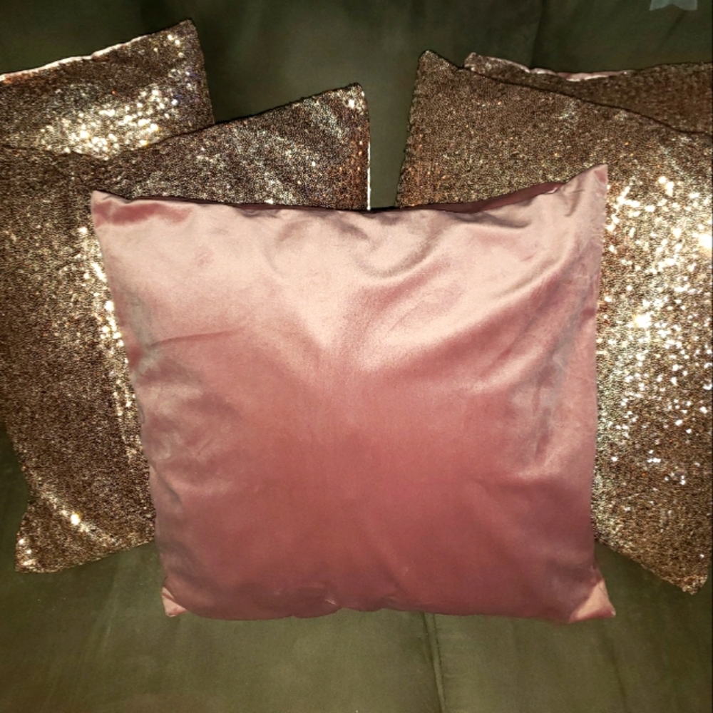 5 Pillow Set- Rose Gold Glitter Pillows